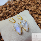 Rainbow Moonstone Long Teardrop Earrings, Gemstone Earrings, Statement Earrings, Blue Fire Moonstone Earring, Boho Earrings, Fancy Earrings
